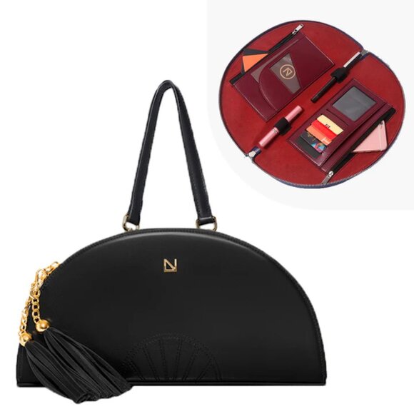 Lux and Nyx Fan Bag Convertible Crossbody Shoulder Bag Large version Silver Gray - Picture 3 of 12